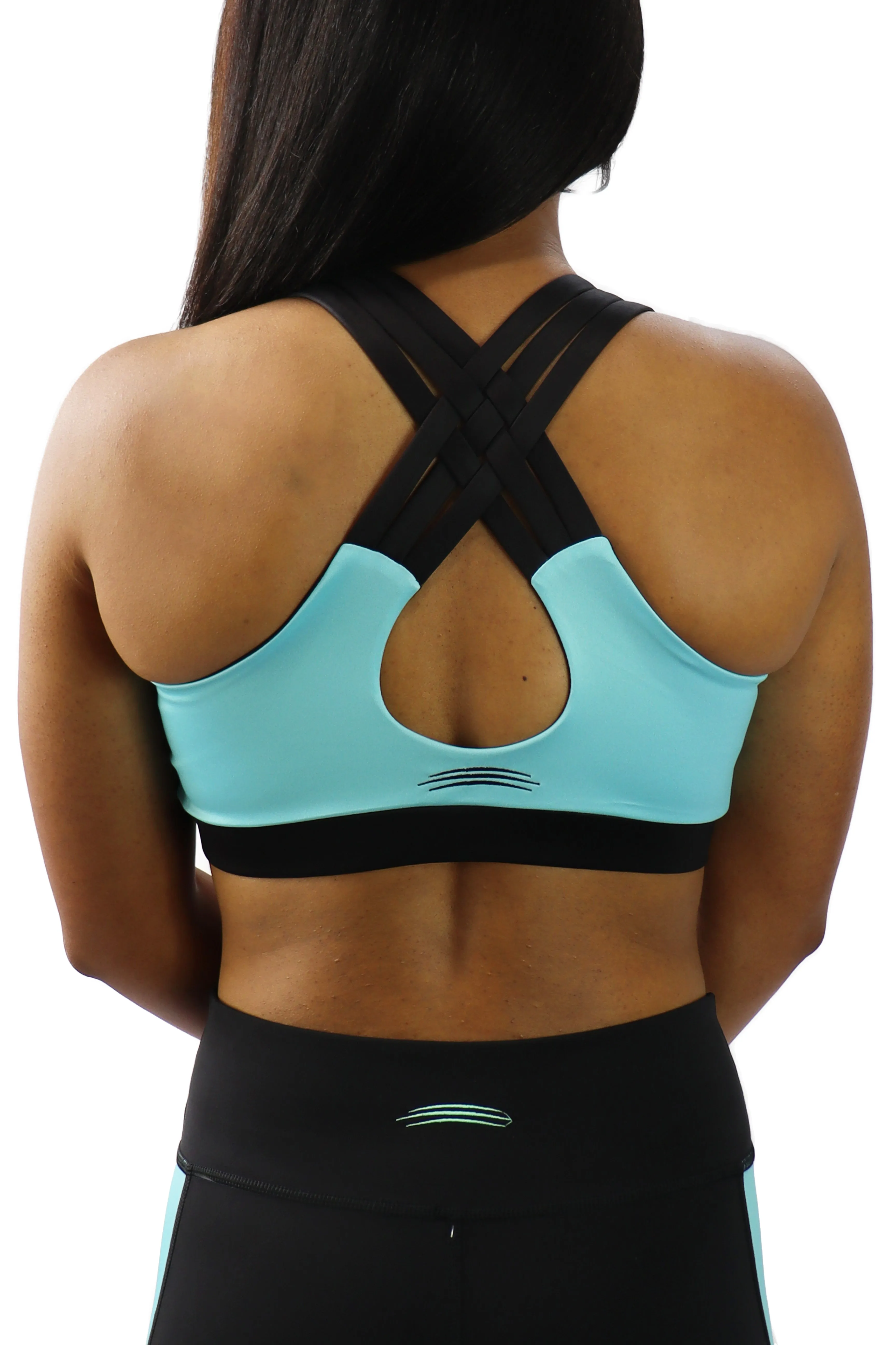 5007 - Bend Inspired Women's Criss Cross Back Bra/ Teal - FINAL SALE