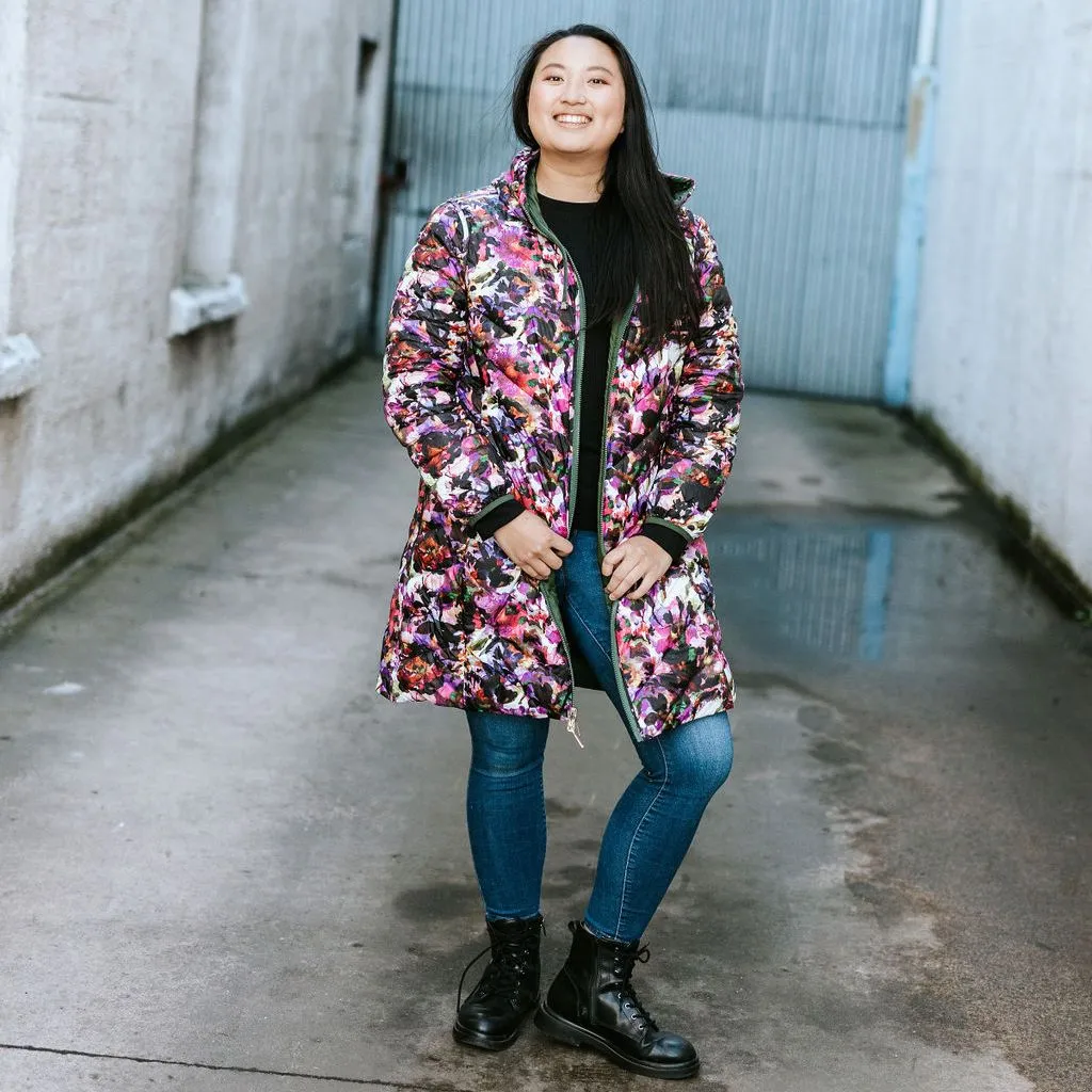 Arnie Women's 90/10 Reversible Down Coat - Cypress/Purple Fleur