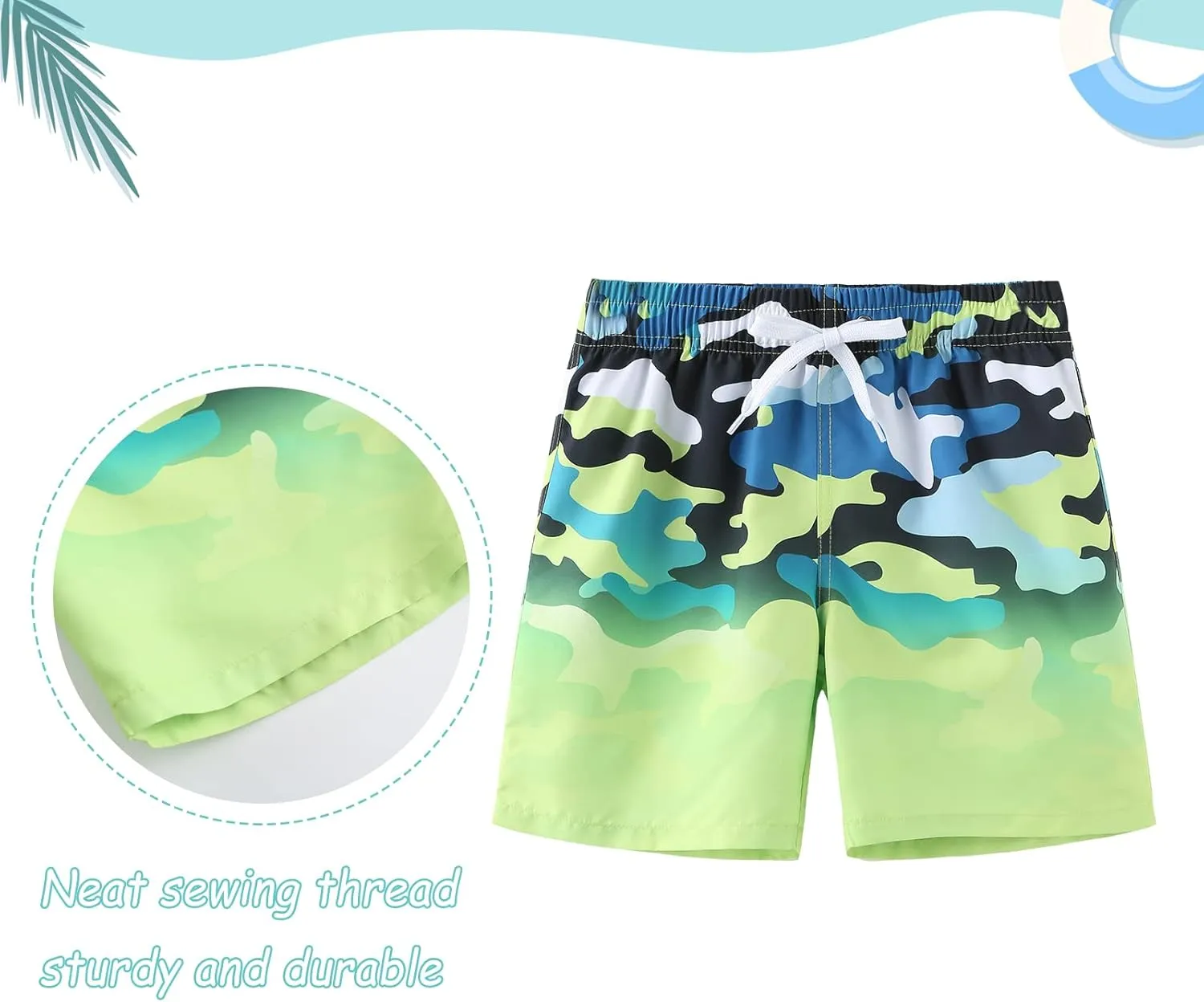 Boys Swim Shorts Beach Swim Trunks for Boys Kids Drawstring Board Shorts Quick Dry Swimwear