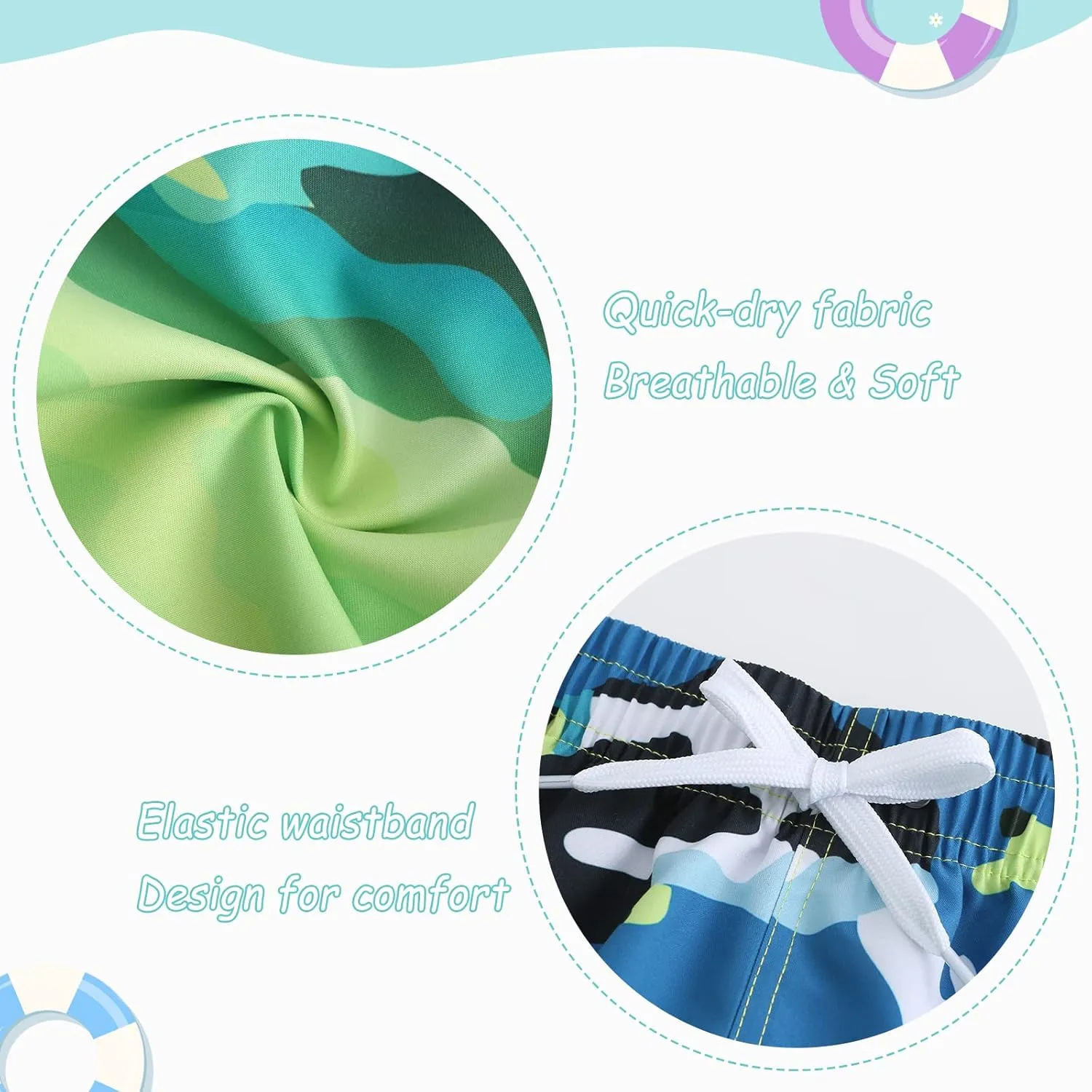 Boys Swim Shorts Beach Swim Trunks for Boys Kids Drawstring Board Shorts Quick Dry Swimwear