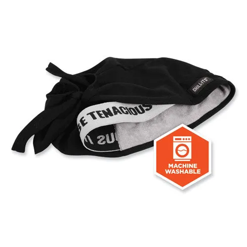 Chill-its 6615 High-performance Bandana Doo Rag With Terry Cloth Sweatband, One Size, Black, Ships In 1-3 Business Days