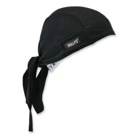 Chill-its 6615 High-performance Bandana Doo Rag With Terry Cloth Sweatband, One Size, Black, Ships In 1-3 Business Days