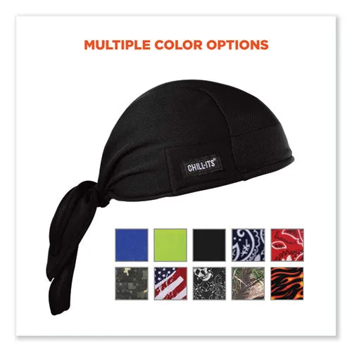 Chill-its 6615 High-performance Bandana Doo Rag With Terry Cloth Sweatband, One Size, Black, Ships In 1-3 Business Days