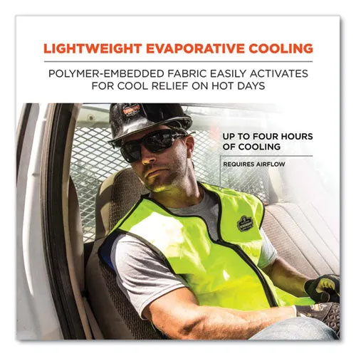 Chill-its 6665 Embedded Polymer Cooling Vest With Zipper, Nylon/polymer, Large, Lime, Ships In 1-3 Business Days