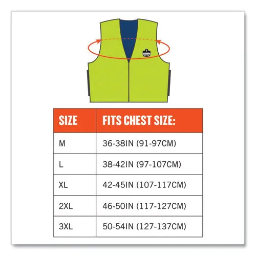 Chill-its 6665 Embedded Polymer Cooling Vest With Zipper, Nylon/polymer, Large, Lime, Ships In 1-3 Business Days