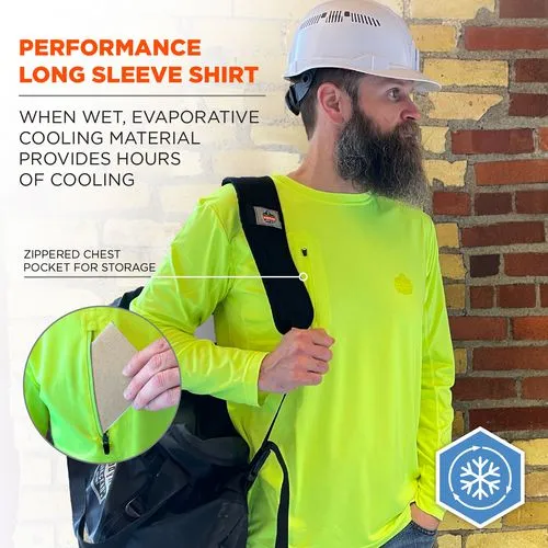 Chill-its 6689 Cooling Long Sleeve Sun Shirt With Uv Protection, 3x-large, Lime, Ships In 1-3 Business Days