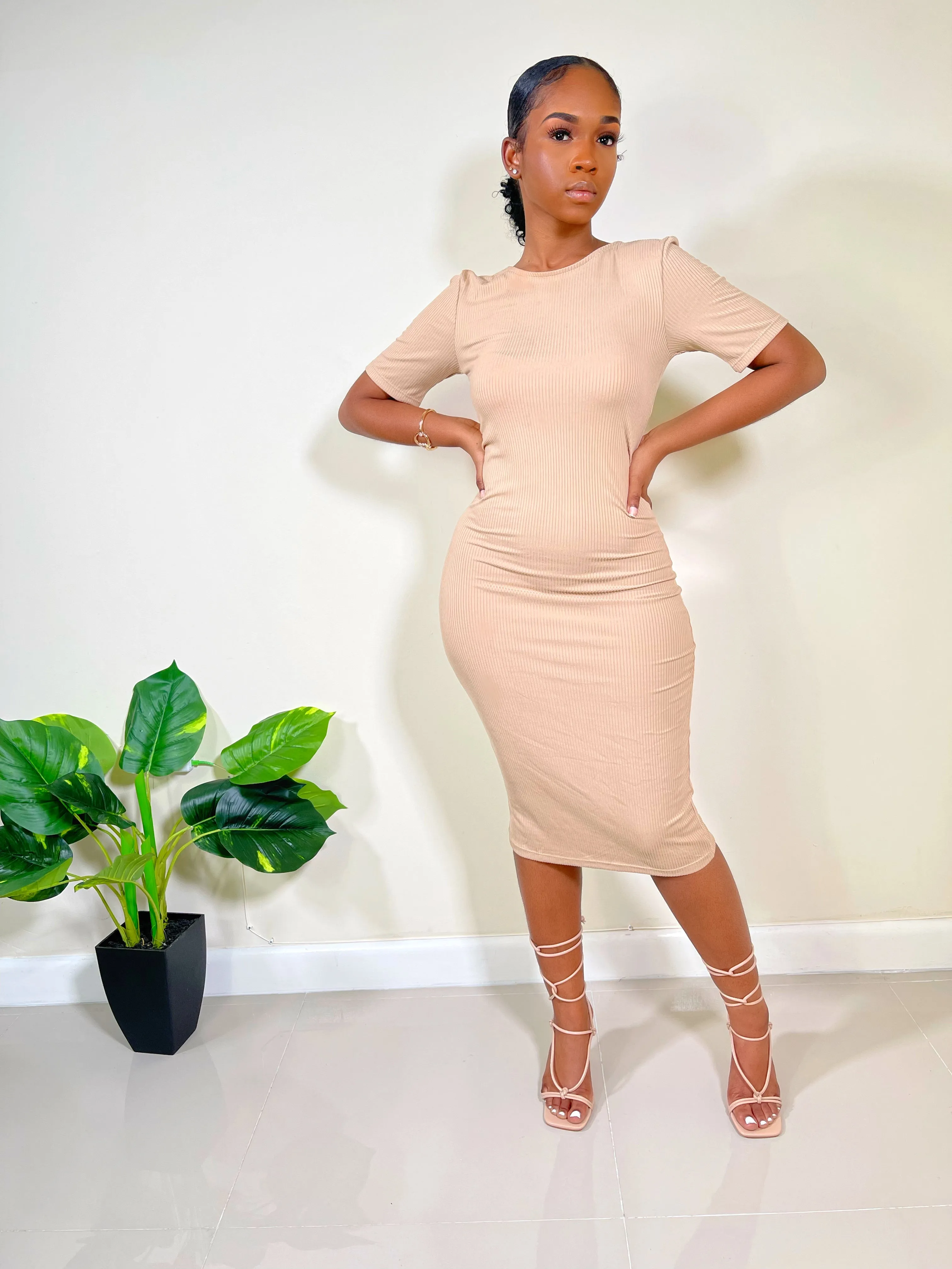 Chill With Me Midi Dress-Latte