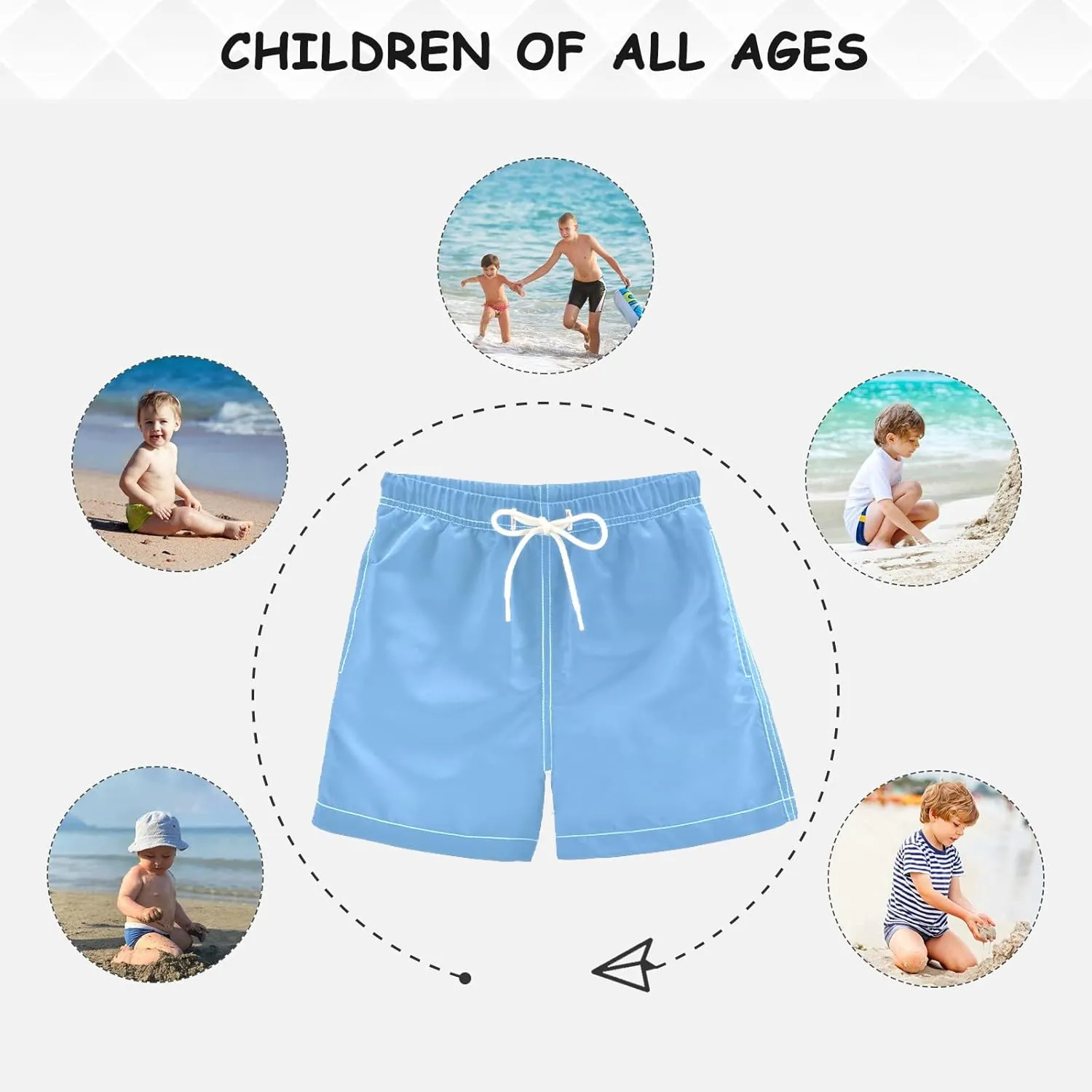 DOMIKING Neon Green Boys' Swim Trunks Mesh Lining Toddler Swim Shorts Quick Dry for Kids Adjustable Waist 2T-16