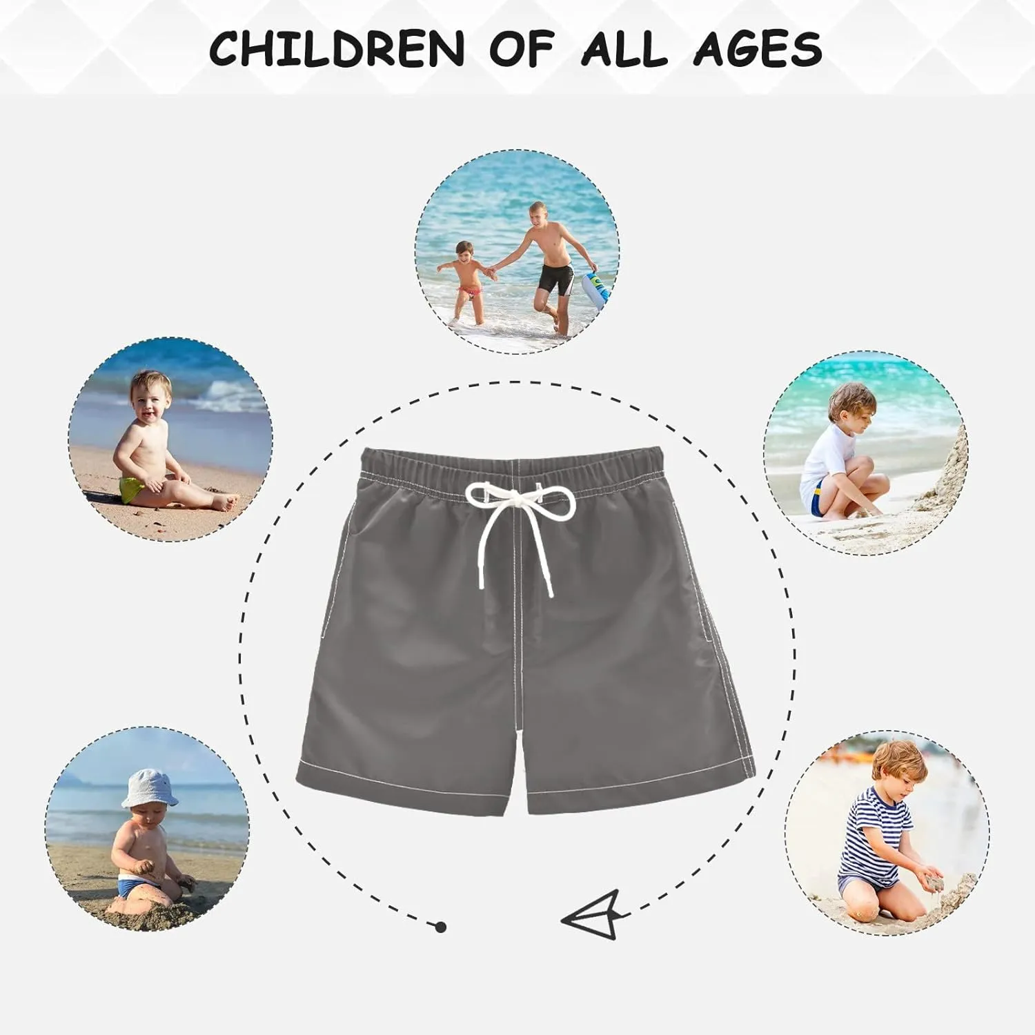 DOMIKING Neon Green Boys' Swim Trunks Mesh Lining Toddler Swim Shorts Quick Dry for Kids Adjustable Waist 2T-16
