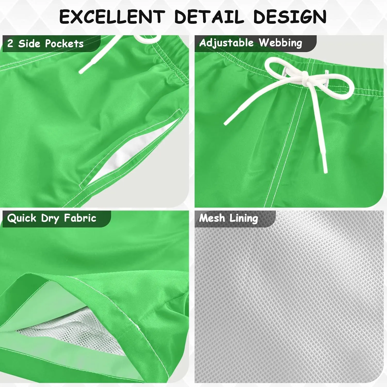 DOMIKING Neon Green Boys' Swim Trunks Mesh Lining Toddler Swim Shorts Quick Dry for Kids Adjustable Waist 2T-16
