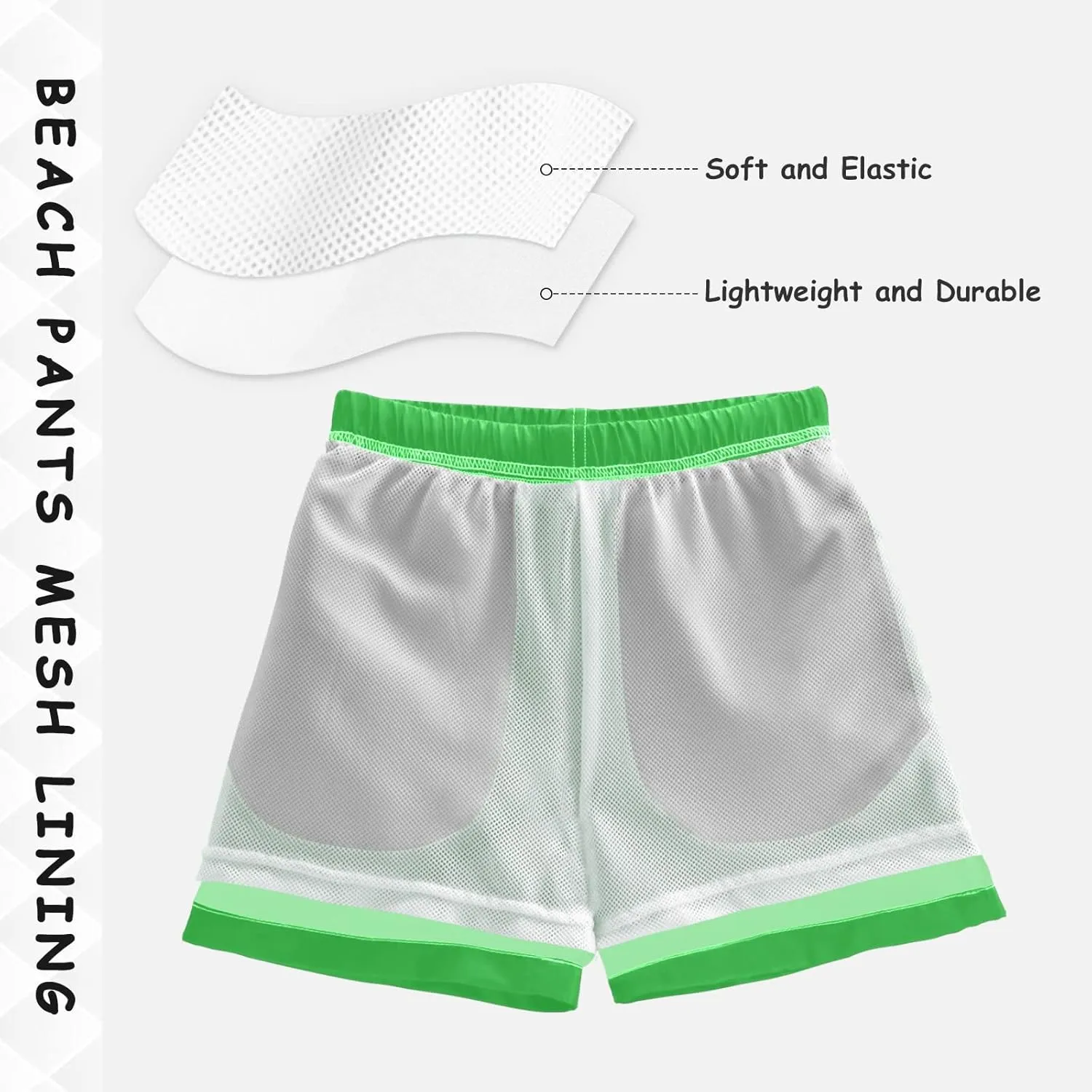 DOMIKING Neon Green Boys' Swim Trunks Mesh Lining Toddler Swim Shorts Quick Dry for Kids Adjustable Waist 2T-16
