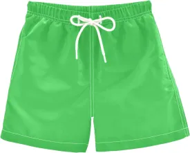 DOMIKING Neon Green Boys' Swim Trunks Mesh Lining Toddler Swim Shorts Quick Dry for Kids Adjustable Waist 2T-16
