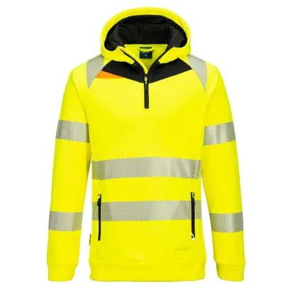 DX482 High Visibility Quarter Zip Hoody Top - Hi Vis quarter Zipped Hoodie