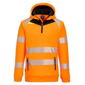 DX482 High Visibility Quarter Zip Hoody Top - Hi Vis quarter Zipped Hoodie