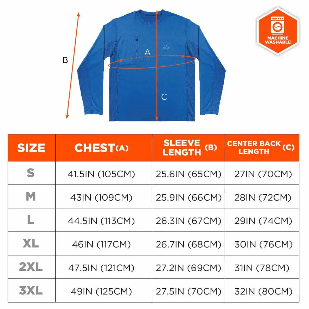 Ergodyne 12152 6689 S Blue Cooling Long Sleeve Sun Shirt with UV Protection