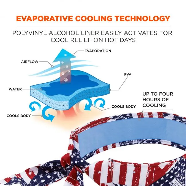 Ergodyne Chill-Its 6700CT Evaporative Cooling Bandana Headband - Stars and Stripes