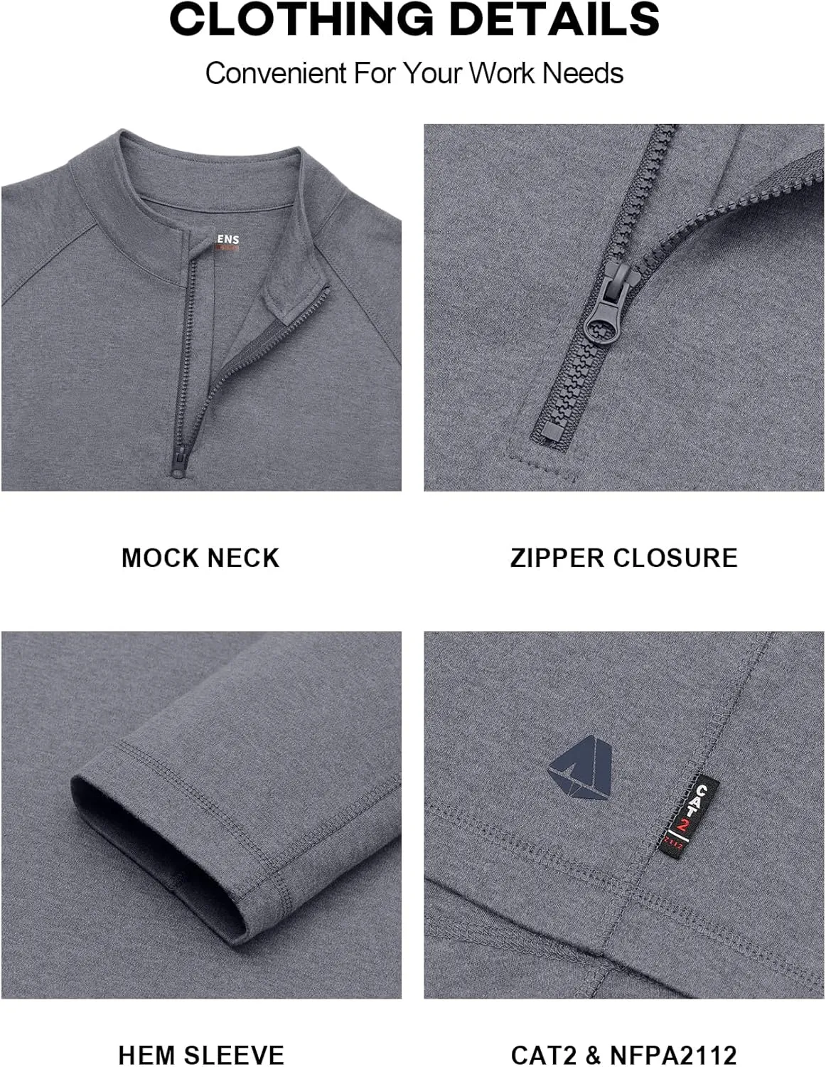 FR Shirts for Men Flame Resistant Shirt CAT2 Quarter Zip Up Pullover 1/4 Zip 5.5oz Light Weight