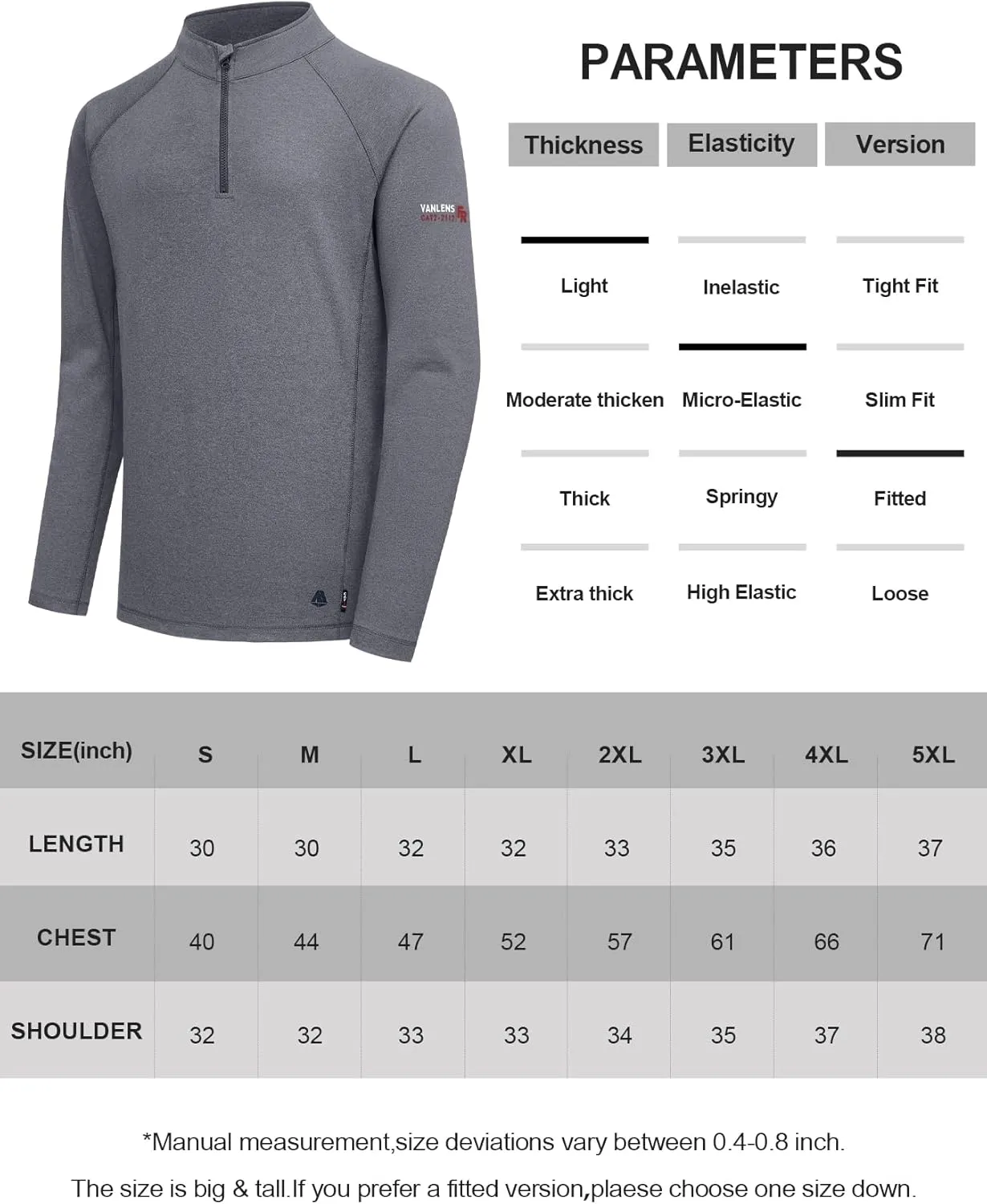FR Shirts for Men Flame Resistant Shirt CAT2 Quarter Zip Up Pullover 1/4 Zip 5.5oz Light Weight