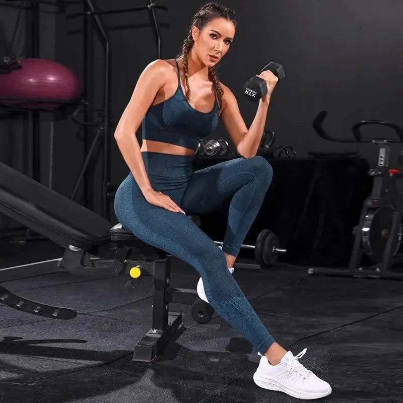 High-Waisted Yoga Set with Sports Bra and Leggings