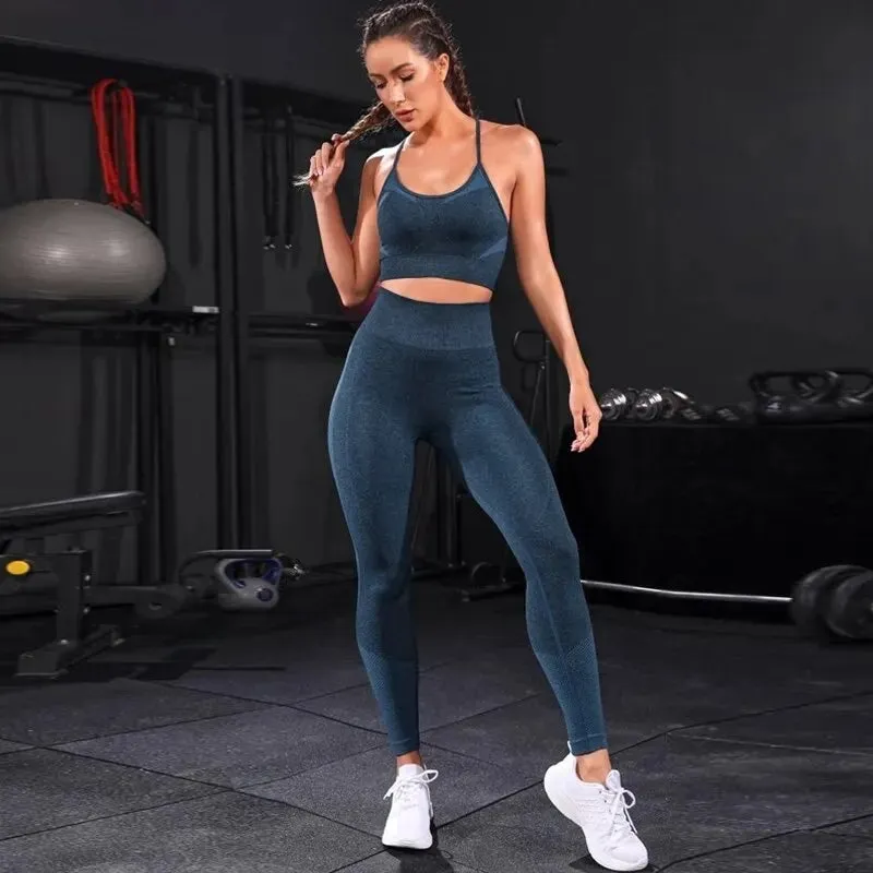 High-Waisted Yoga Set with Sports Bra and Leggings