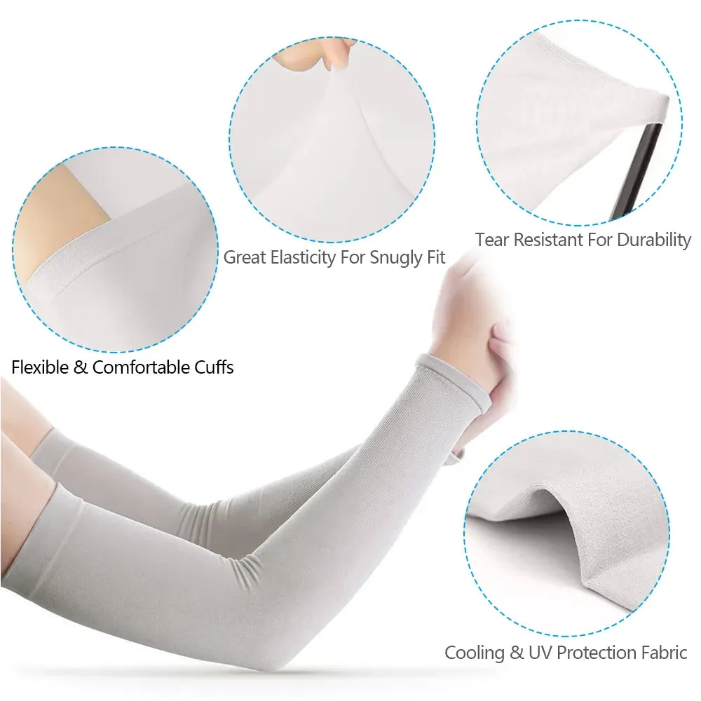 Lixada Cooling Arm Sleeves Men Women UV Sun Protection Long Arms Sleeves Cover for Cycling Running Golfing Football Basketball