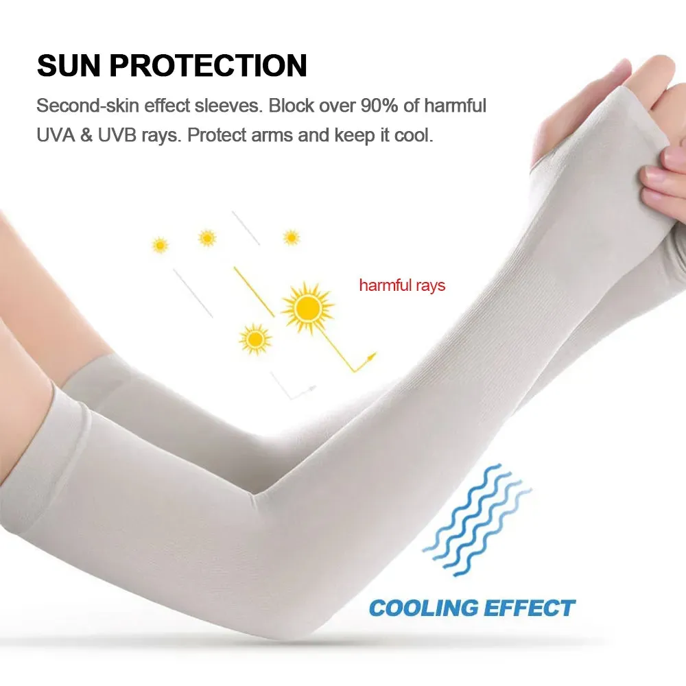 Lixada Cooling Arm Sleeves Men Women UV Sun Protection Long Arms Sleeves Cover for Cycling Running Golfing Football Basketball