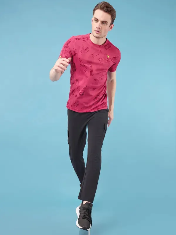 Men Jacquard Slim Fit Crew Neck T-shirt with DOUBLE COOL
