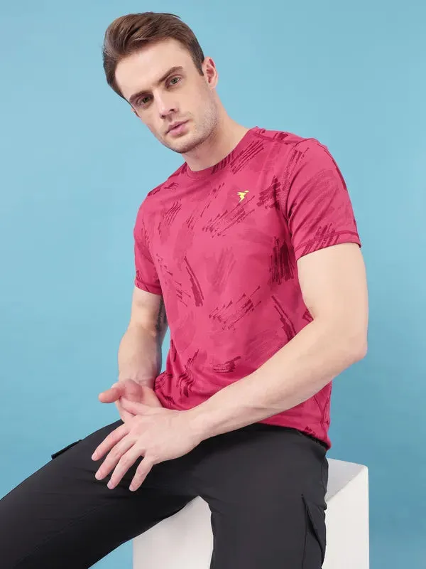Men Jacquard Slim Fit Crew Neck T-shirt with DOUBLE COOL