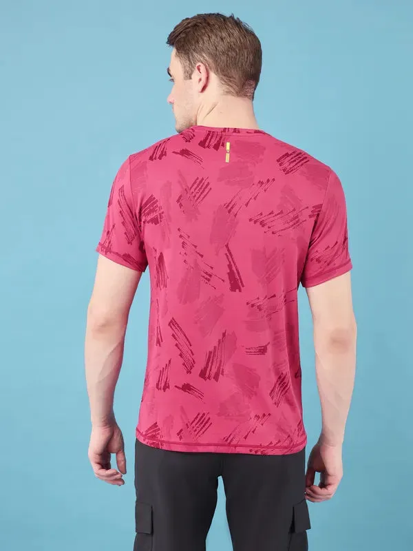 Men Jacquard Slim Fit Crew Neck T-shirt with DOUBLE COOL