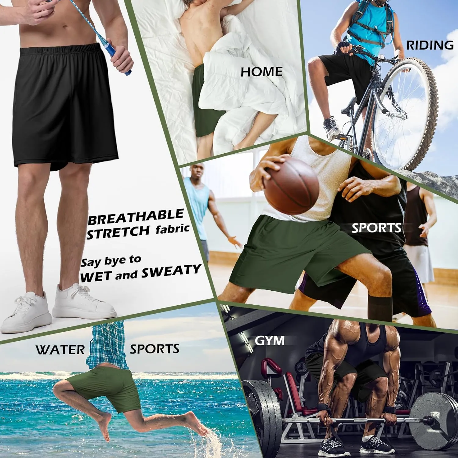 Mens Athletic Running Shorts 2 Pack Quick Dry with Pocket Gym Workout Shorts for Men Swim Trunks Board Pajama