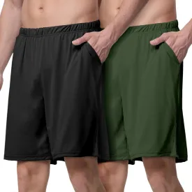 Mens Athletic Running Shorts 2 Pack Quick Dry with Pocket Gym Workout Shorts for Men Swim Trunks Board Pajama