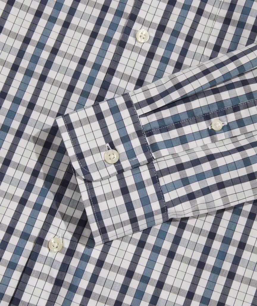 On-The-Go brrr° Tattersall Shirt in Blch Aqua Plaid by Vineyard Vines