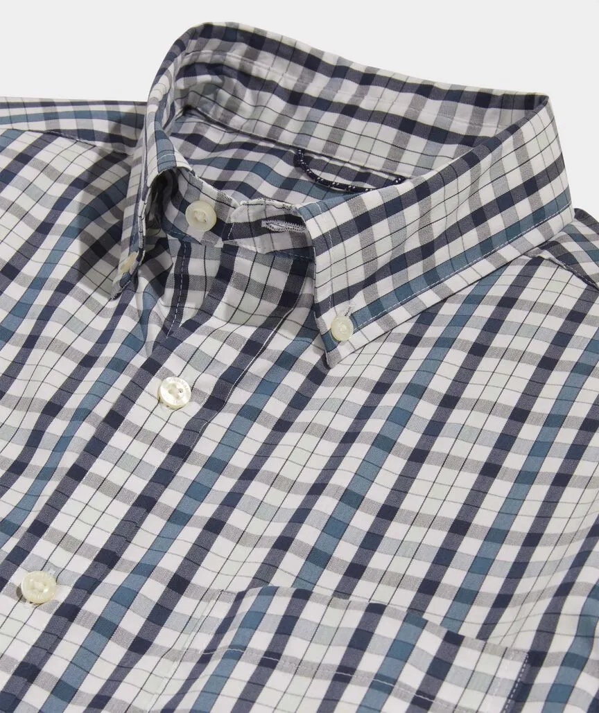 On-The-Go brrr° Tattersall Shirt in Blch Aqua Plaid by Vineyard Vines