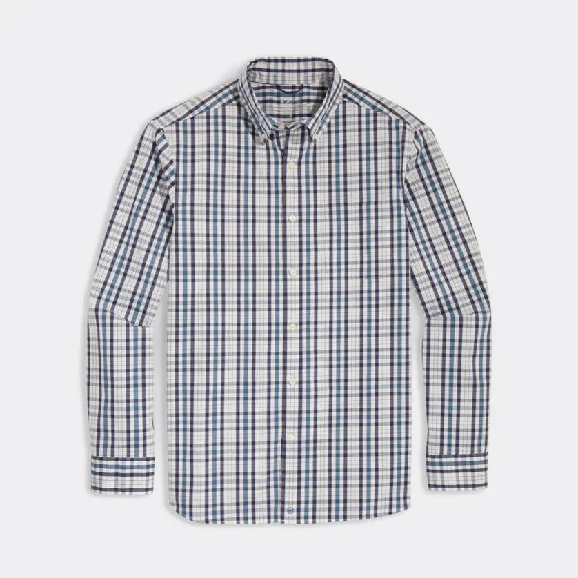 On-The-Go brrr° Tattersall Shirt in Blch Aqua Plaid by Vineyard Vines