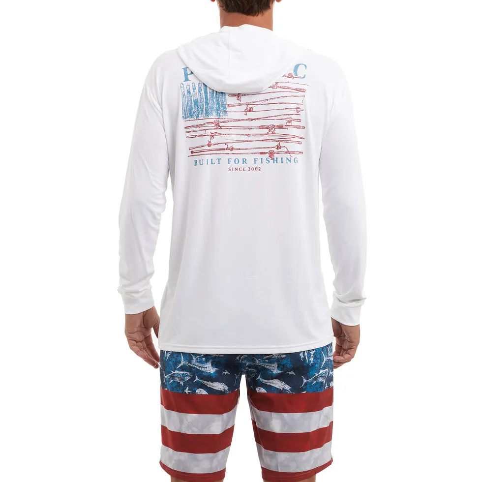 Pelagic Aquatek Reel Flag Hooded Fishing Shirt
