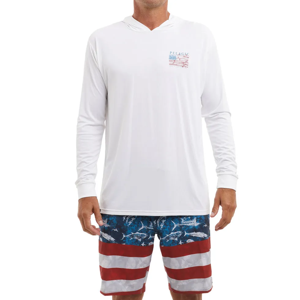 Pelagic Aquatek Reel Flag Hooded Fishing Shirt