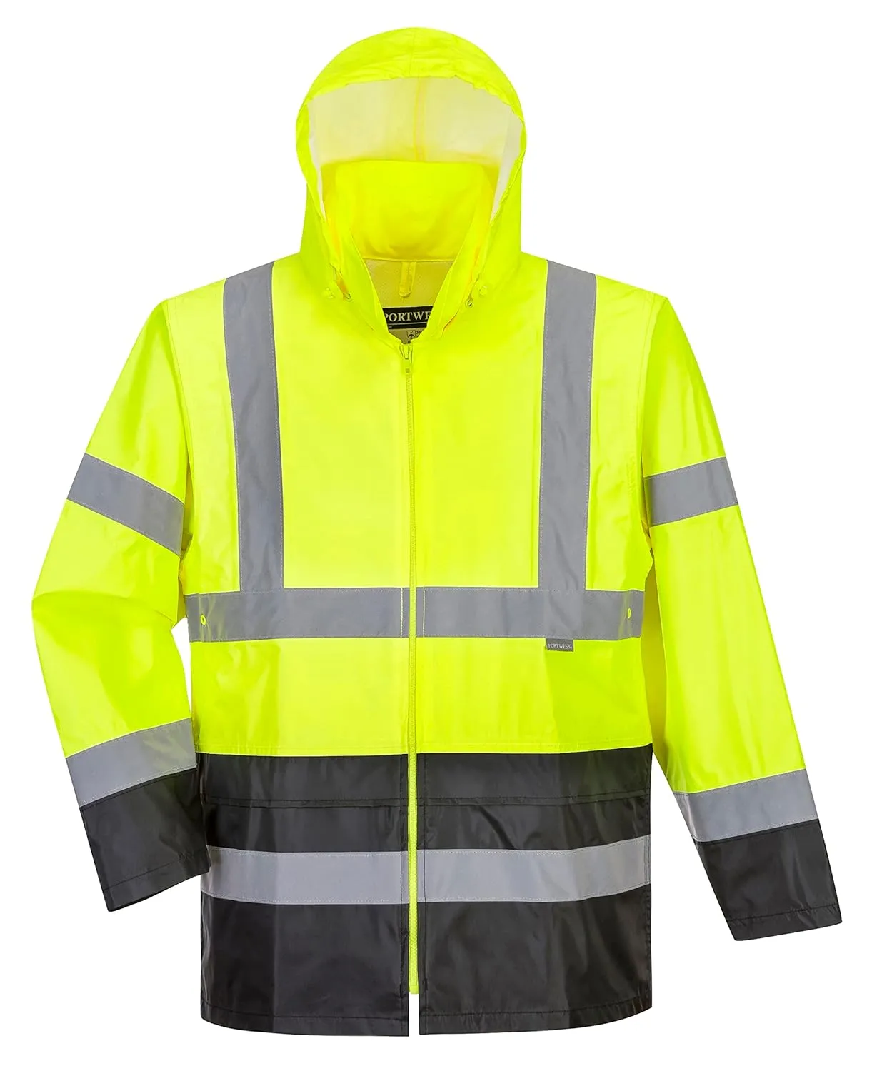 Portwest UH443 Classic Waterproof Rain Jacket in Reflective Contrast Hivis ANSI, X Large