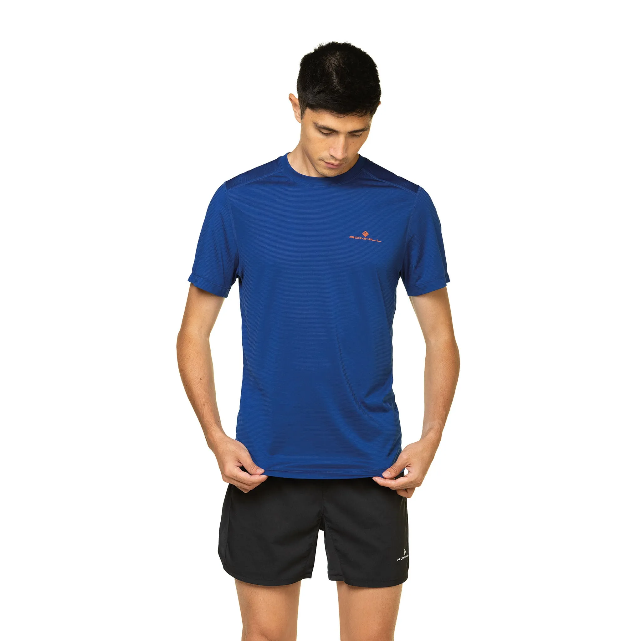 Ronhill | Men's Tech S/S Tee - Ocean/Cardinal Orange