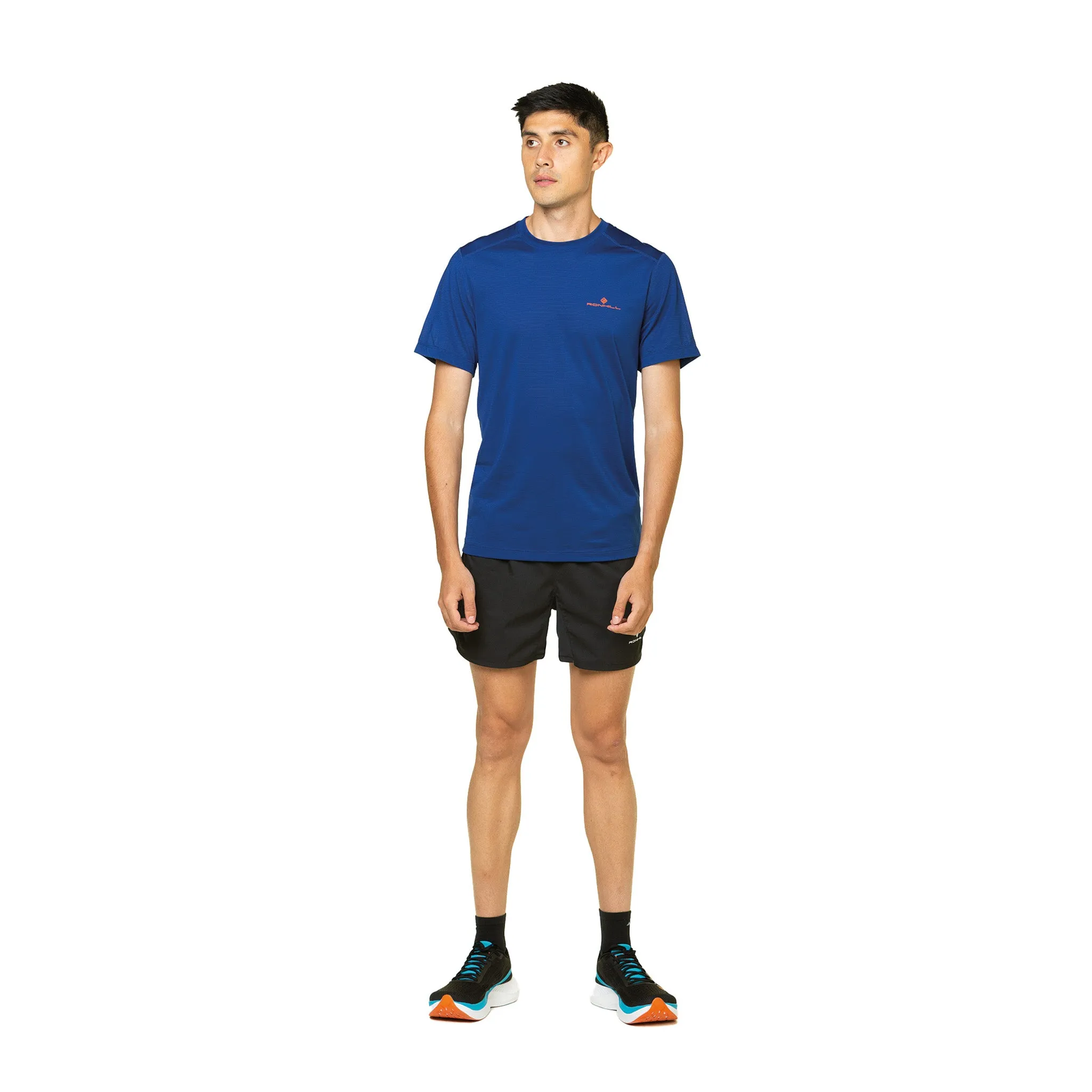 Ronhill | Men's Tech S/S Tee - Ocean/Cardinal Orange