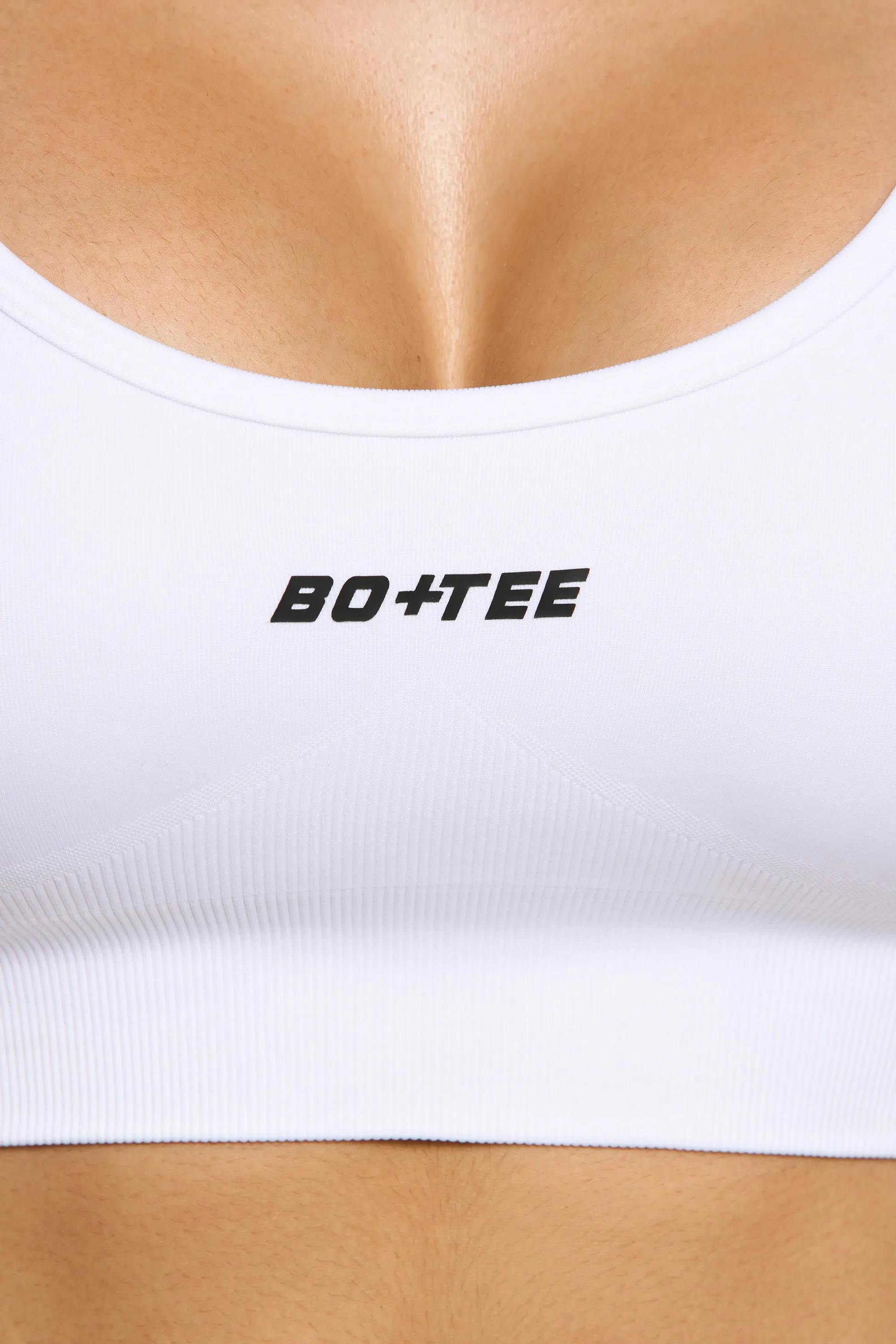 Seamless Strappy Sports Bra in White