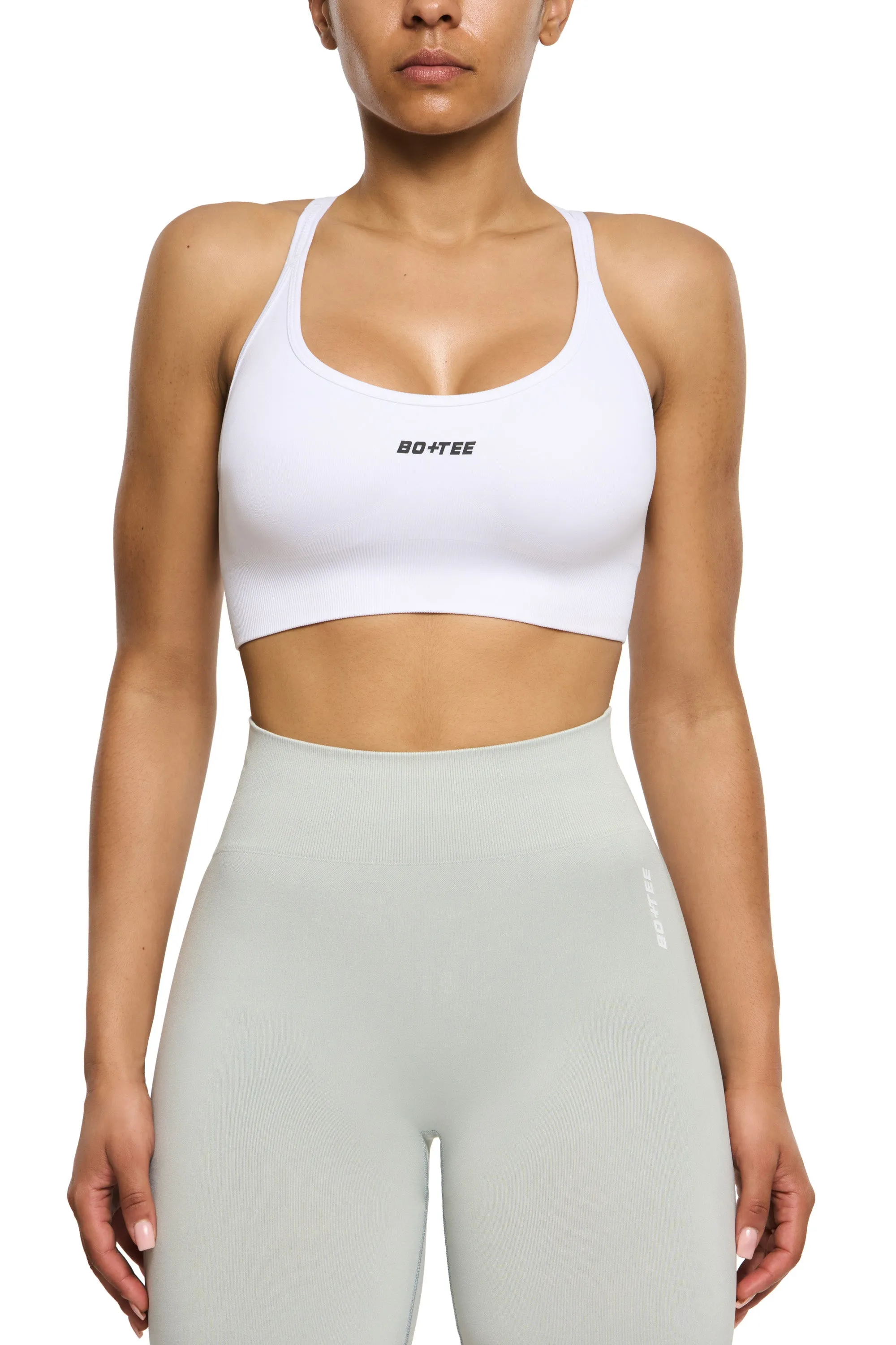 Seamless Strappy Sports Bra in White