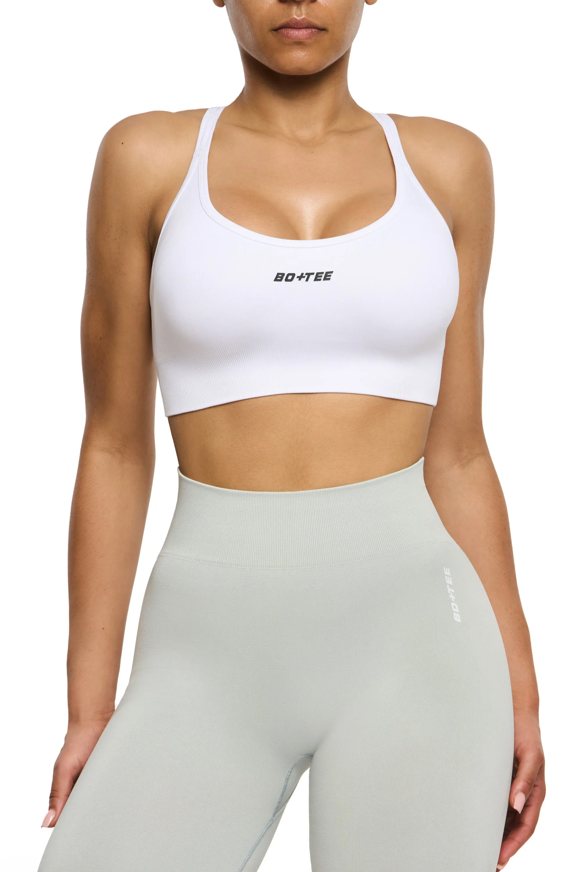 Seamless Strappy Sports Bra in White