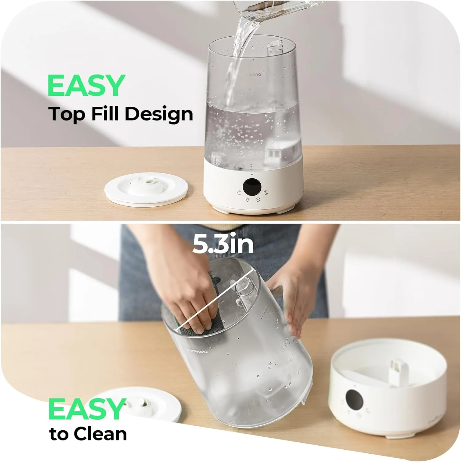 Small Humidifiers for Baby Bedroom, Cool Mist Top-Fill 3.6L 34H BPA FREE
