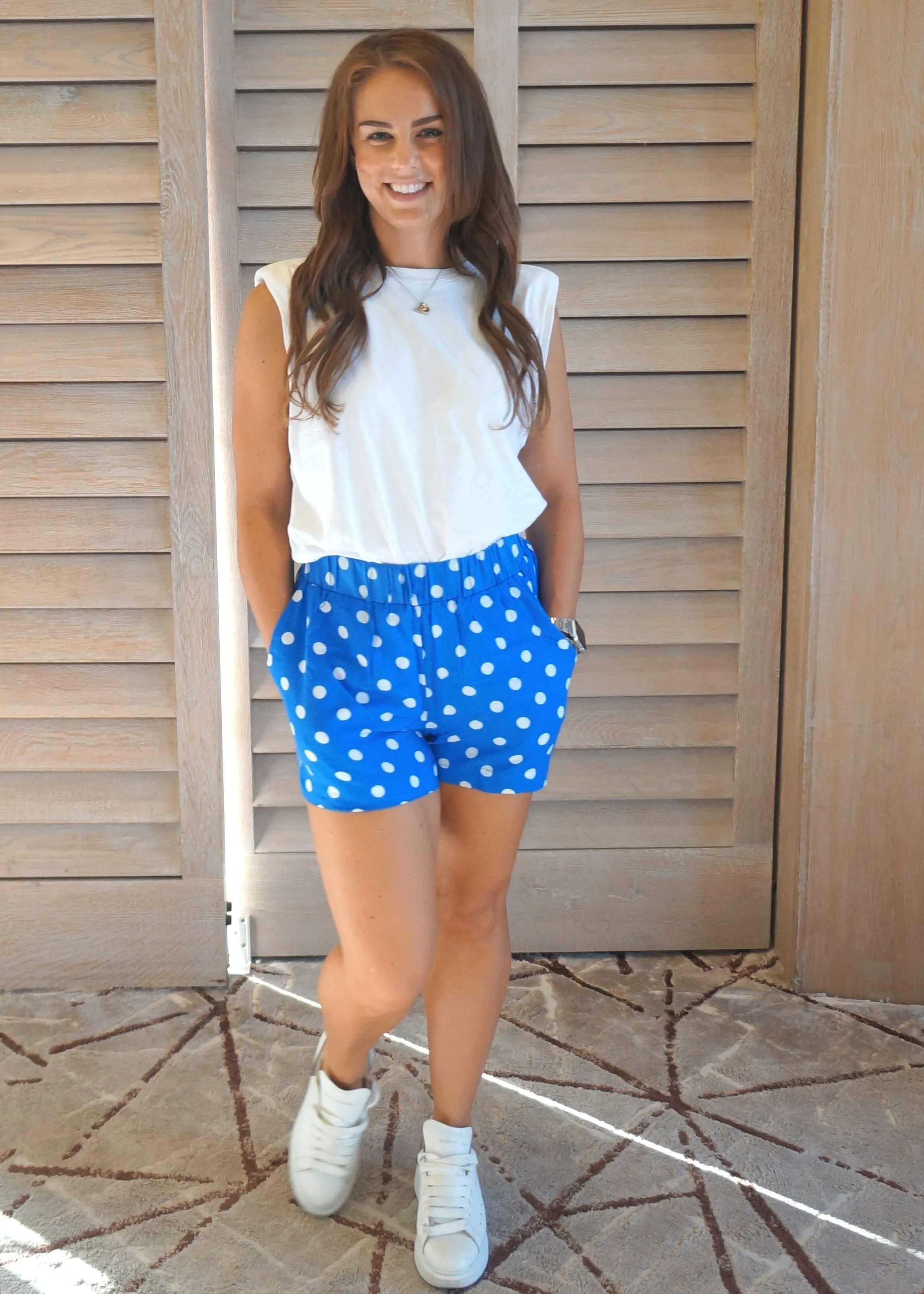 The Chill Shorts - Royal Blue Polka Dot 2