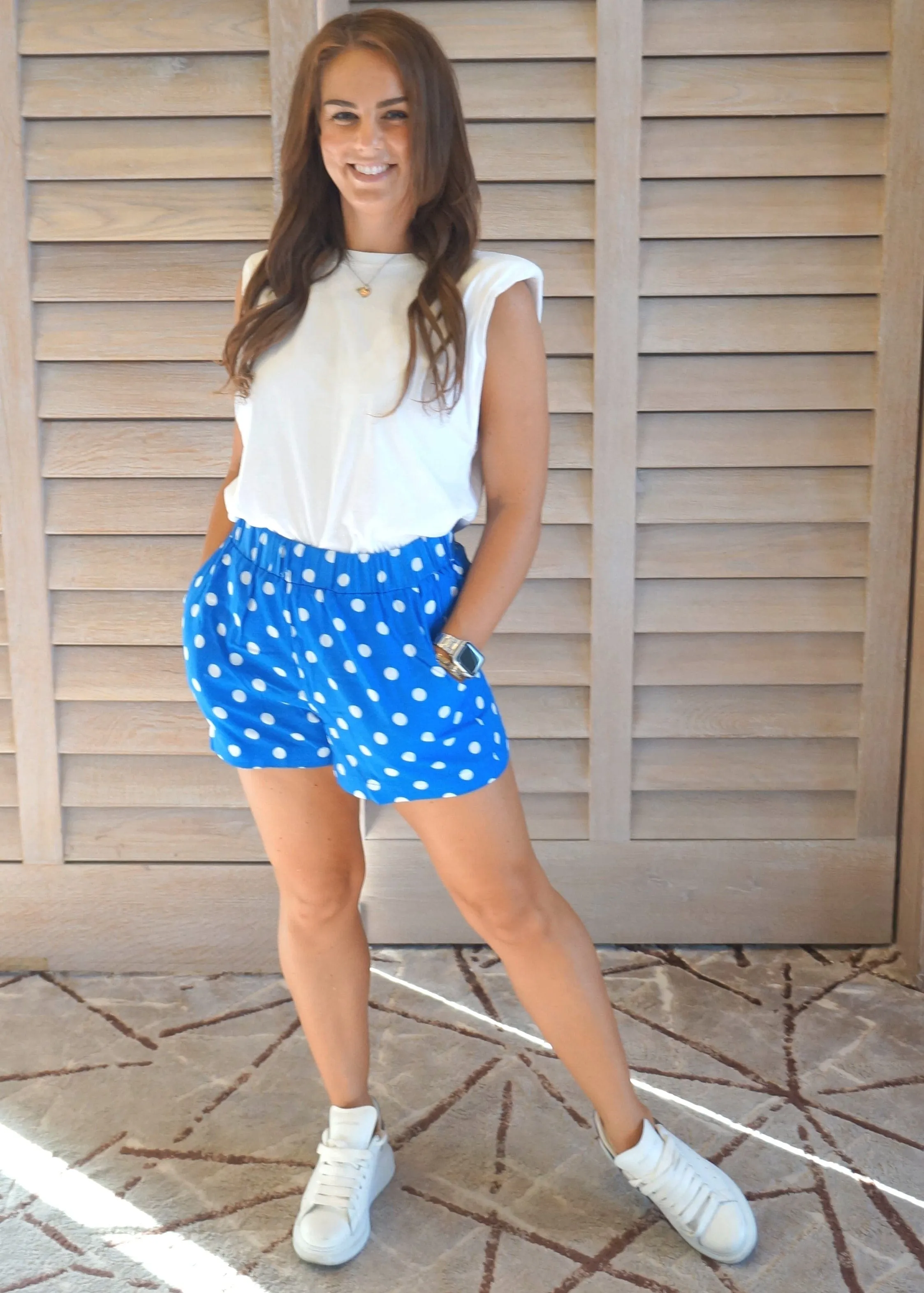 The Chill Shorts - Royal Blue Polka Dot 2