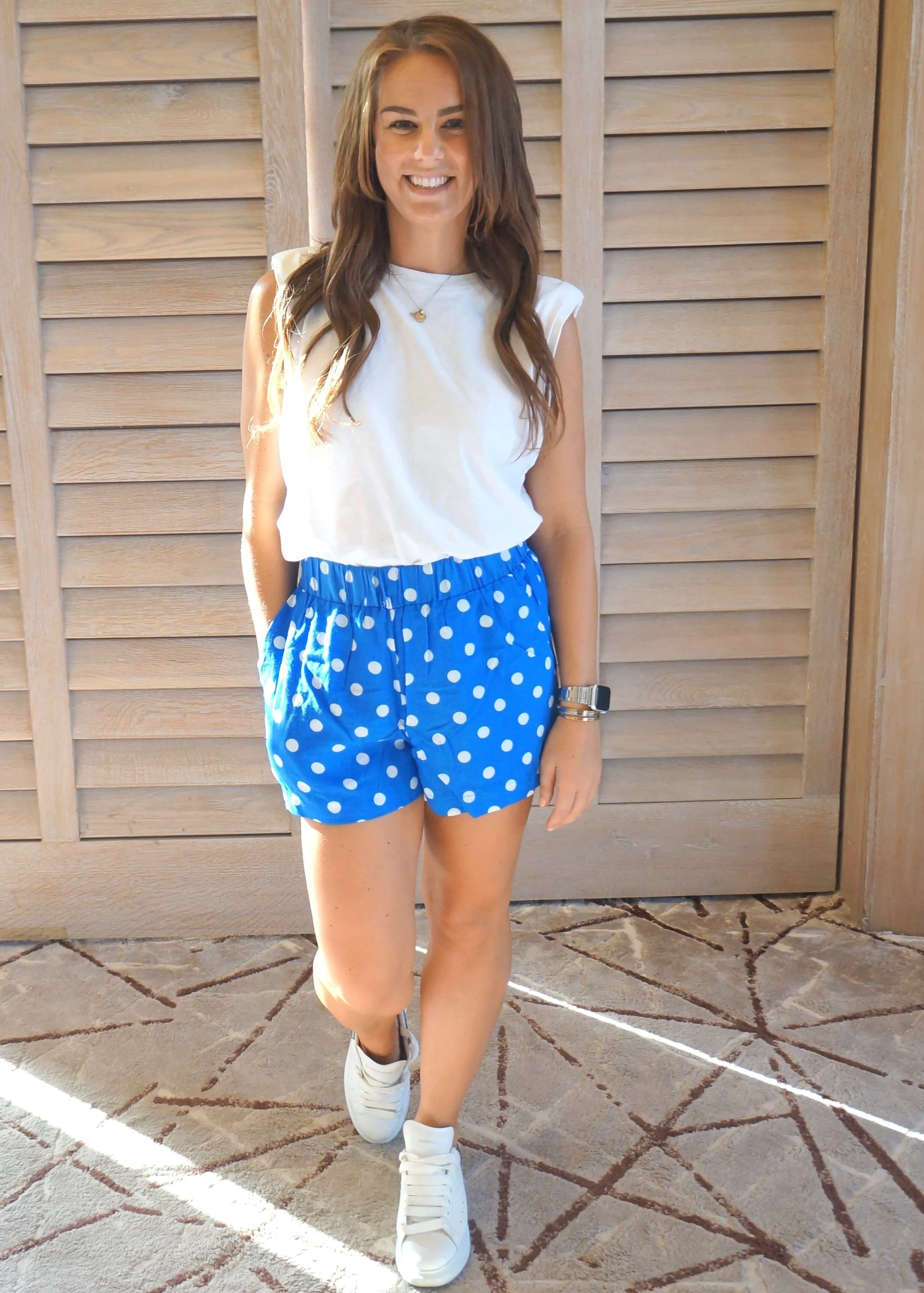 The Chill Shorts - Royal Blue Polka Dot 2