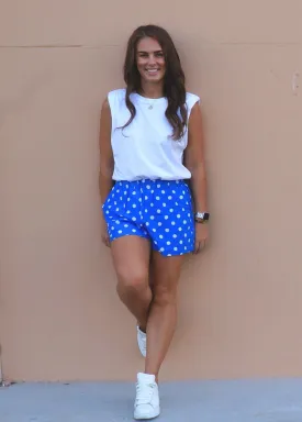 The Chill Shorts - Royal Blue Polka Dot 2
