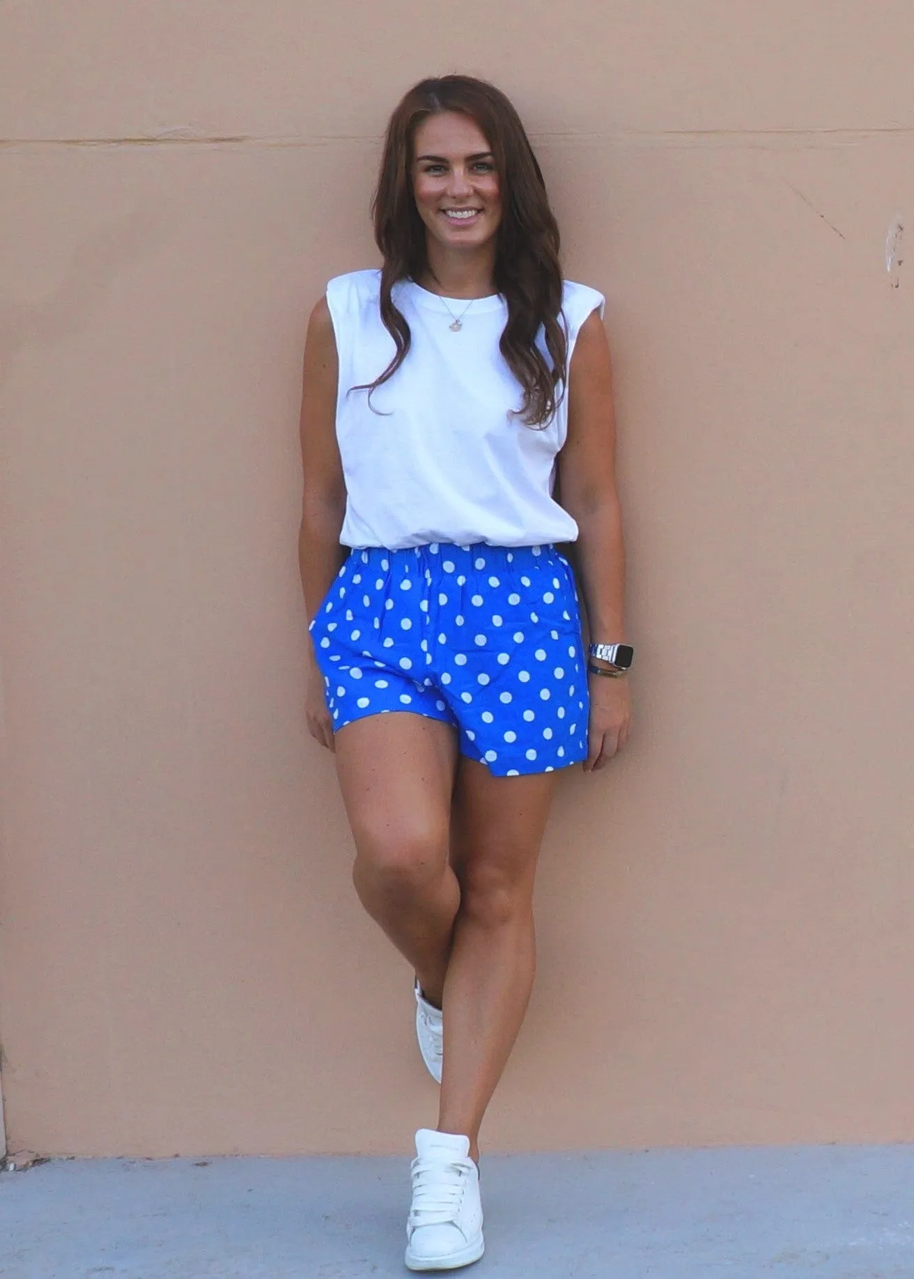 The Chill Shorts - Royal Blue Polka Dot 2