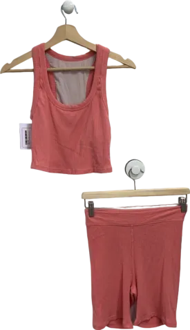 The Upside Pink Ribbed Tank Top and Shorts Set UK S