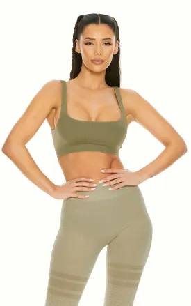 Uplifting Seamless Square Neck Sports Bra | Granite